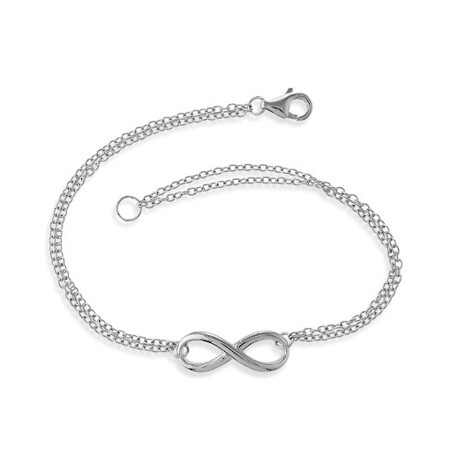 Plain Infinity Bracelet with Double Chain - Click Image to Close